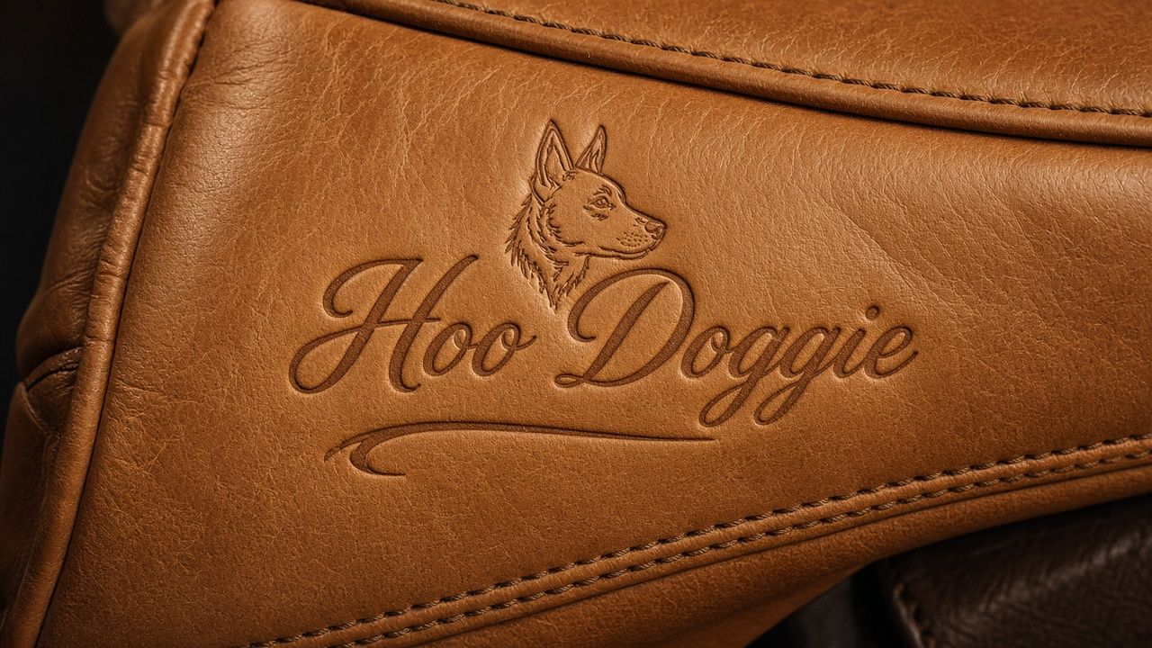 Leather Hoo Doggie golf headcover